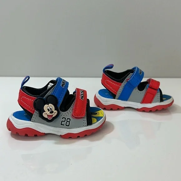 Disney Junior Mickey Mouse Sandals Kids Childrens Baby Size 2 Red Blue Summer - Picture 2 of 16